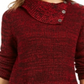 Style & Co Women's Envelope Neck Sweater Red Size Petite M