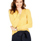 Charter Club Women's Merino Wool Button Cuff Crewneck Sweater Yellow Size X-Large