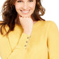 Charter Club Women's Merino Wool Button Cuff Crewneck Sweater Yellow Size X-Large