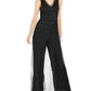 Adrianna Papell Women's Beaded Skirt Overlay Jumpsuit Black Size 4
