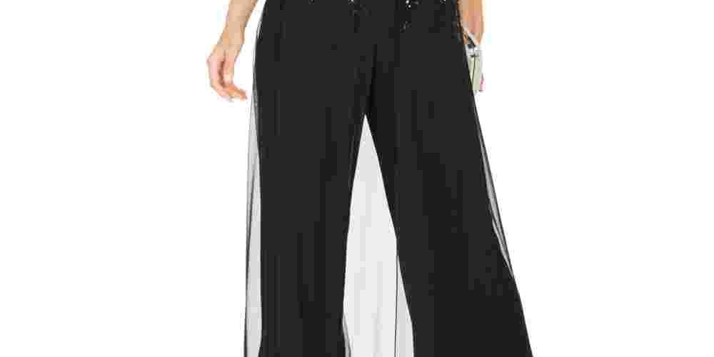 Adrianna Papell Women's Beaded Skirt Overlay Jumpsuit Black Size 4