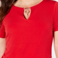 JM Collection Women's Embellished Keyhole Top Red Size Petite S/M