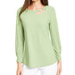 Alfani Women's Neckline Cutout Ring Hardware Top Green Size Medium