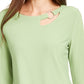 Alfani Women's Neckline Cutout Ring Hardware Top Green Size Medium