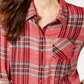 Style & Co Women's Sequined Plaid Shirt Red Size -Petite S