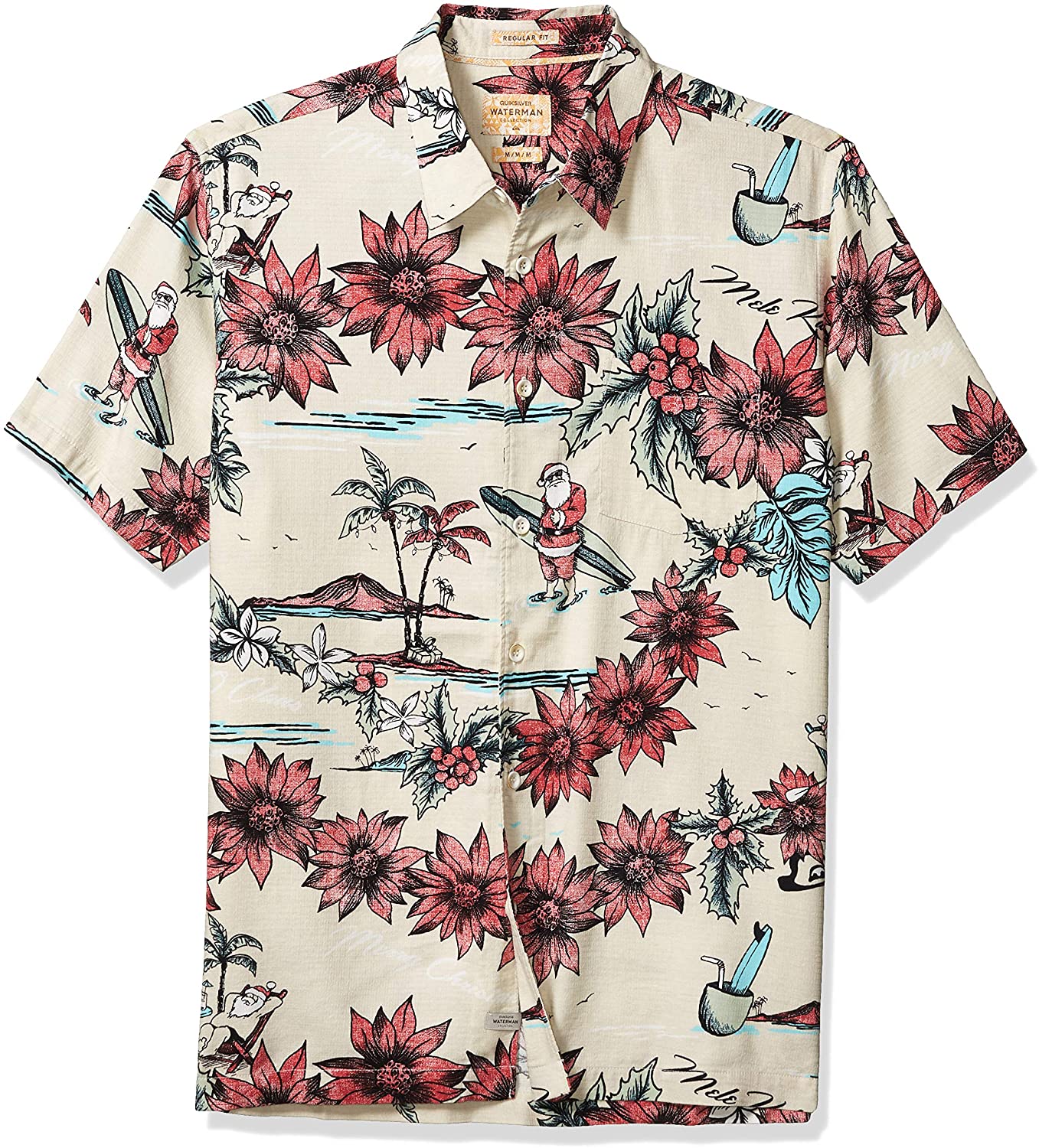 Quiksilver Men's San O Clause Rainy Day Sano Claus Shirt Gray Size XX-Large