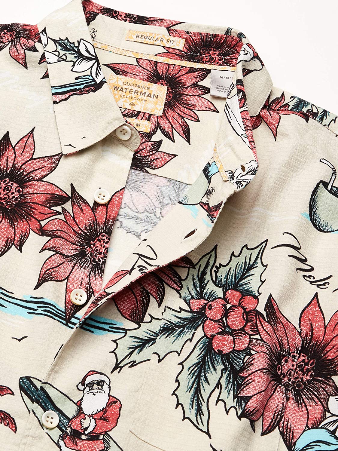 Quiksilver Men's San O Clause Rainy Day Sano Claus Shirt Gray Size XX-Large