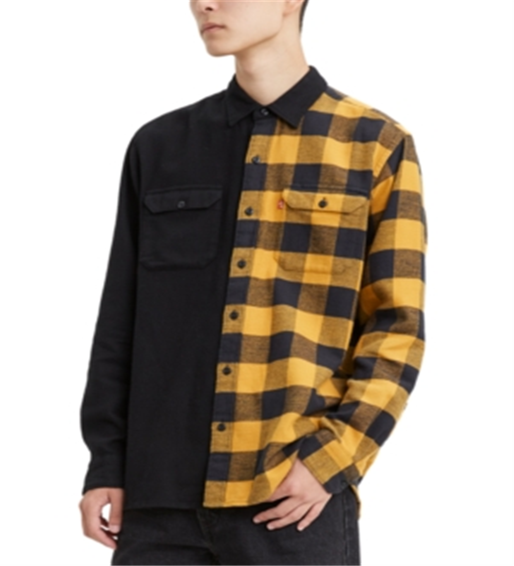 Levi's Men's Jackson Plaid Collar Button Down Shirt Black Size Large