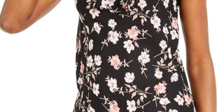 Bar III Women's Floral Print Sleeveless Top Black Size XX-Small