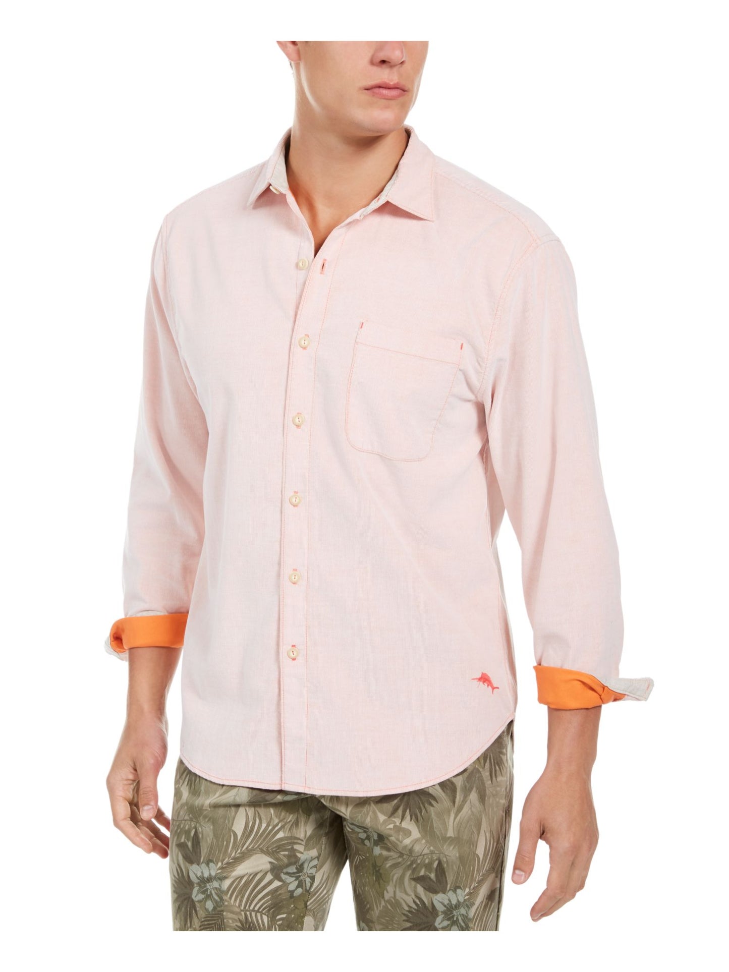 Tommy Bahama Men's Collared Classic Fit Dress Shirt Pink Size XXX-Large