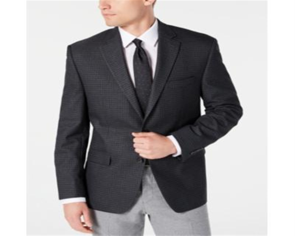 Ralph Lauren Men's Mini Grid Print Standard Fit Blazer Gray Size 38
