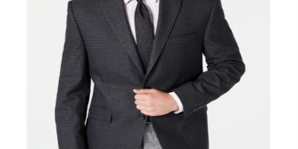 Ralph Lauren Men's Mini Grid Print Standard Fit Blazer Gray Size 38