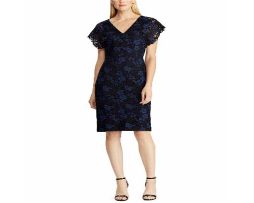 Ralph Lauren Women's Floral Lace Dress Blue Size 6