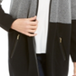 Charter Club Women's Milano Colorblocked Cotton Completer Sweater Black Size Petite Large