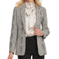 DKNY Women's Button Animal Print Wear To Work Jacket White Size 6