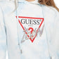 Guess Women's Printed Icon Logo Hoodie Sweatshirt Blue Size Petite X-Small