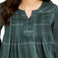 Style & Co Women's Plaid Pleated Top Green Size PP