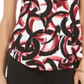 Alfani Women's Printed Round Hem T-Shirt Red -Black Size Petite L
