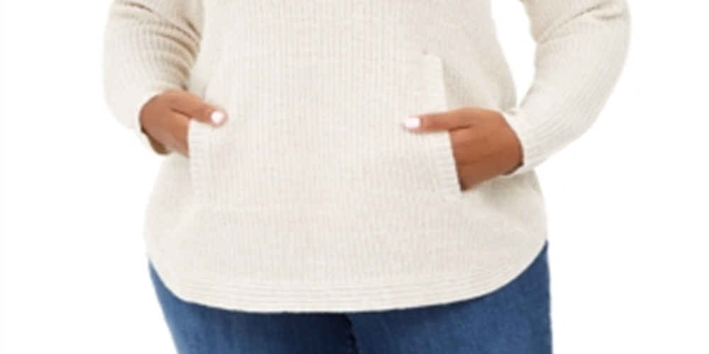 Style & C oWomen's Plus Button Trim Sweater White/Black Size 0X