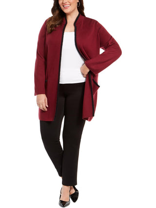Alfani Women's Plus Sweater Jacket Maroon Size -0X