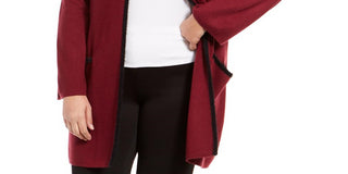 Alfani Women's Plus Sweater Jacket Maroon Size -0X