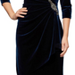 Alex Evenings Women's Side Ruched Velvet Dress Navy  Size 8 Petite