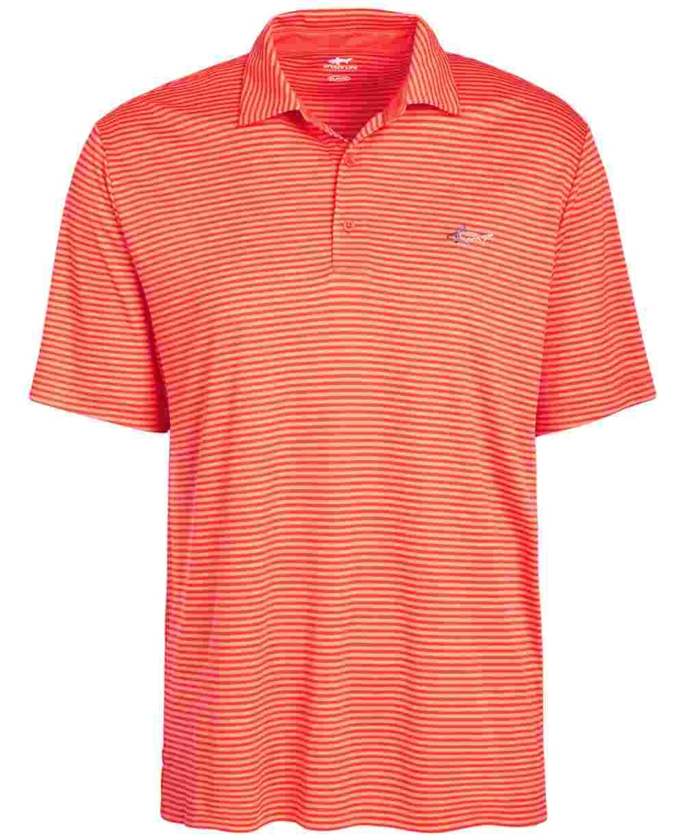 Attack Life by Greg Norman Men's Regular Fit Performance Stretch Feeder Stripe Polo Orange Size Large