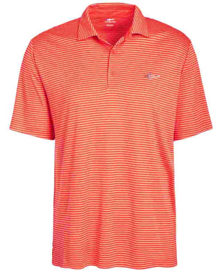 Attack Life by Greg Norman Men's Regular Fit Performance Stretch Feeder Stripe Polo Orange Size Large