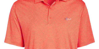 Attack Life by Greg Norman Men's Regular Fit Performance Stretch Feeder Stripe Polo Orange Size Large