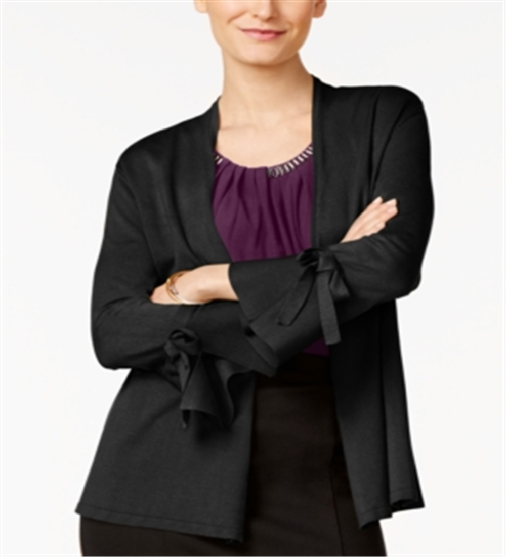 Alfani Women's Tie Sleeve Cardigan Black Size Petite S