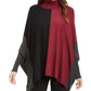 Alfani Women's Turtleneck Colorblock Poncho Sweater Red Size Petite Large