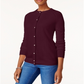 Karen Scott Women's Luxsoft Button Cardigan Maroon Size -Petite L
