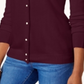 Karen Scott Women's Luxsoft Button Cardigan Maroon Size -Petite L