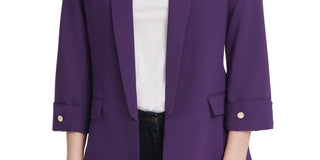 DKNY Women's Open Front Jacket Purple Size 2