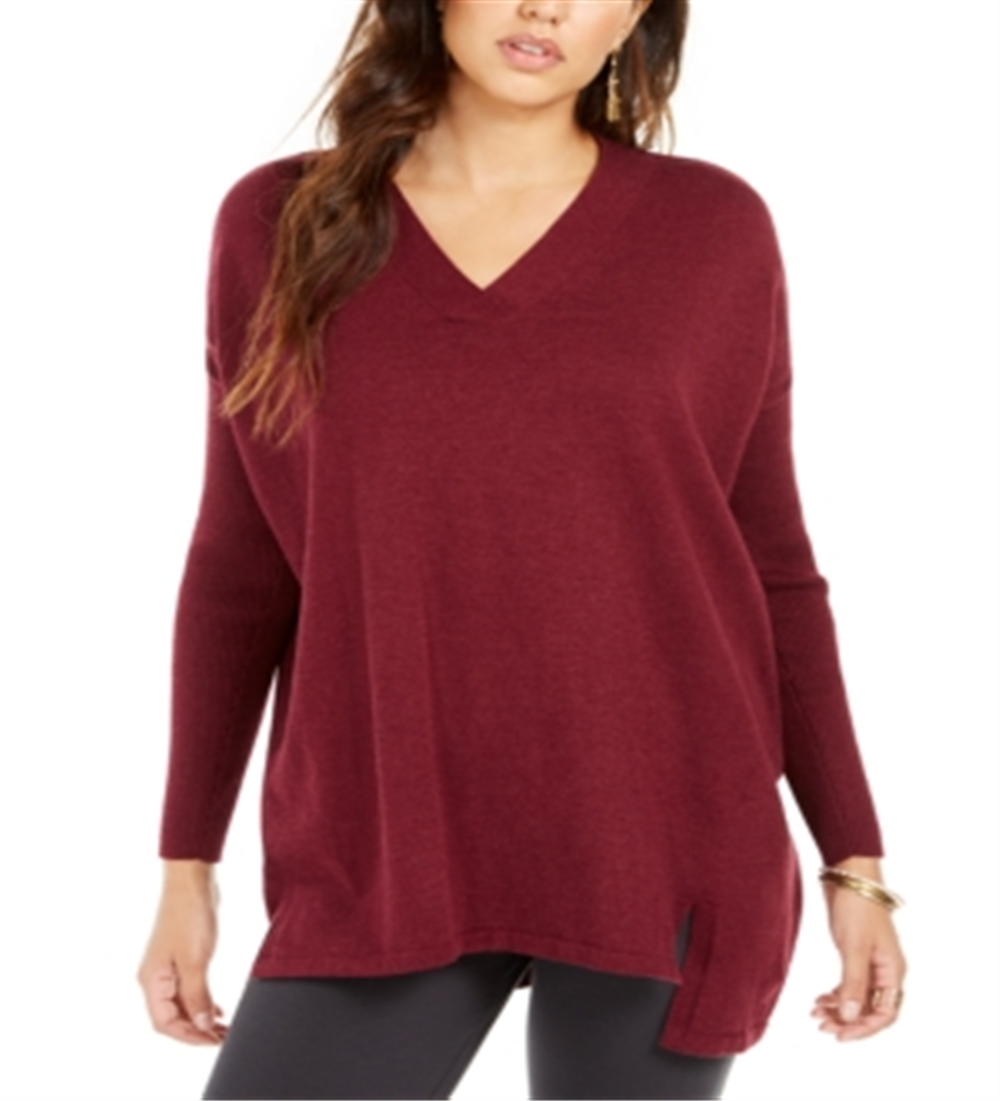 Style & Co Women's V Neck Tunic Wine Size Petite M