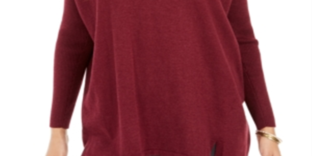 Style & Co Women's V Neck Tunic Wine Size Petite M