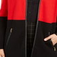 Charter Club Women's Faux Leather Trim Colorblock Cardigan Red-Black  Size Petite S