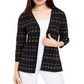 Alfani Women's Dot Stitch Open Front Cardigan Black Size Petite L