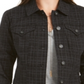 Style & Co Women's Printed Denim Jacket Black Size Petite S/M