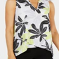 Alfani Women's Printed Crossover Front Top White/green leaves Size Petite L