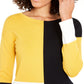Alfani Women's Drop Shoulder Colorblocked Top Yellow-Black  Size Petite L