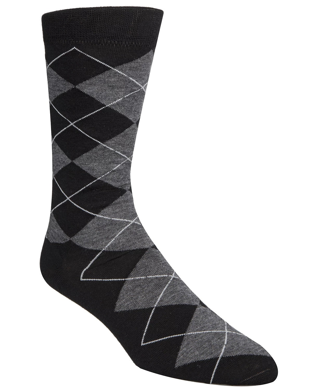 Cole Haan Men's Classic Argyle Crew Socks Black Size Large