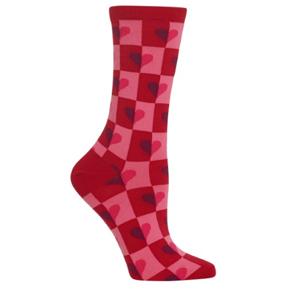 Hot Sox Women's Half Hearts Crew Socks Shoe Red Size 4-10.5