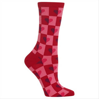 Hot Sox Women's Half Hearts Crew Socks Shoe Red Size 4-10.5