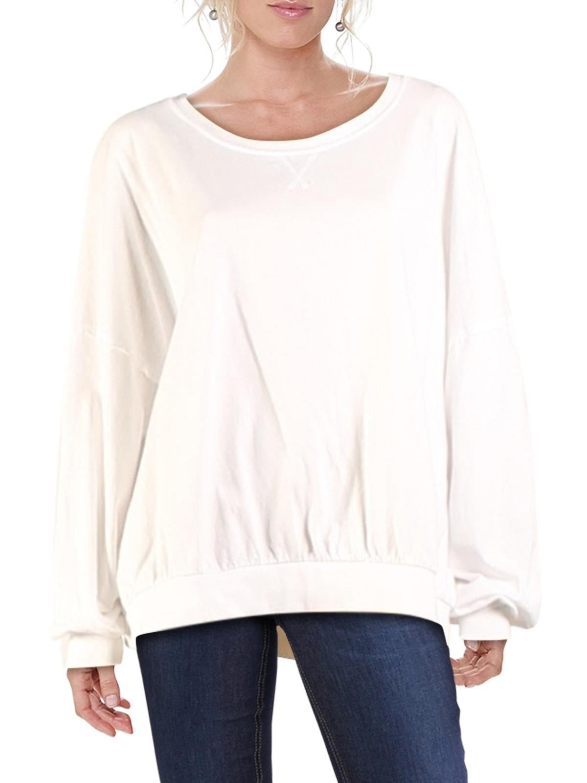 Free People Women's Cotton Casual T-Shirt White Size Medium