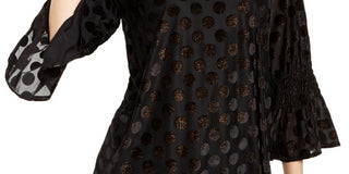Alfani Women's Black Polka Dot 3/4 Sleeve Top  Size S Black Size Small