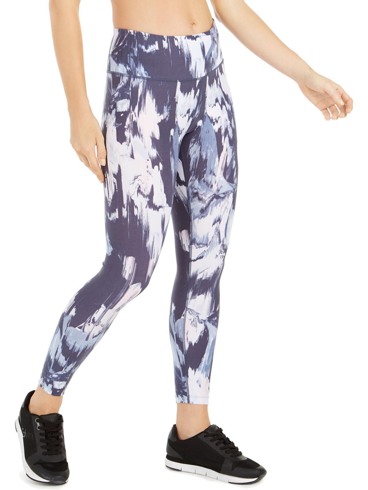 Calvin Klein Women's High Rise Fitness Athletic Leggings Blue Size Medium