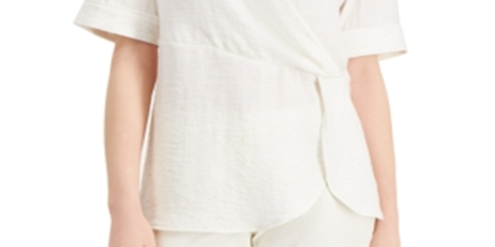 Alfani Women's Draped Front Collared Top White Size Petite XL