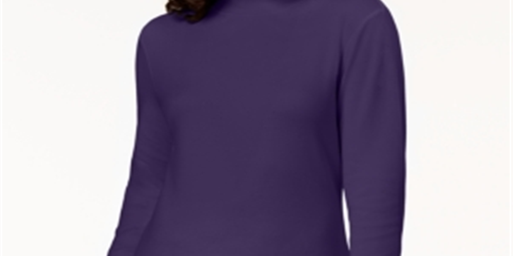 Karen Scott Women's Cotton Mock Neck Top Purple Size Medium
