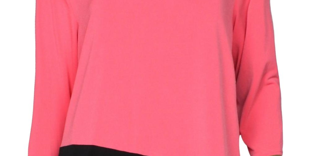 Alfani Women's Colorblock Asymmetrick Top Pink Size XXL